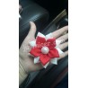 Red white flower hair clip/bros