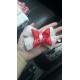 Red white flower2 hair clip/bros